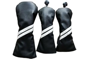 Mykepoda 3Pcs Black Golf Head Covers for Driver & Fairway Woods Wood Club Headcovers 135 Golf Covers