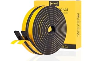 fowong Joint Isolation Fenêtre - Joint Adhésif en Mousse pour Porte Entrée - 2 rouleaux 12mm(l) x 6mm(H) x 4m(L) - Joint Anti Froid et Isolation Phonique - Résistant à l'Intempérie - Noir