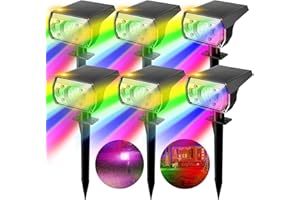 WEBEQER 18 LED Faretti Solari da Giardino RGB,6 Colori Alta luminosità Luci Solari da Esterno,180 ° Prendere l'illuminazione Regolabile Lampada da Giardino Energia Solare,IP67 Impermeabile,Per Prato,Lane