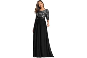 Ever-Pretty Robe de Soirée Femme Longue Empire à Paillettes Élastique Mousseline Fluide 00683
