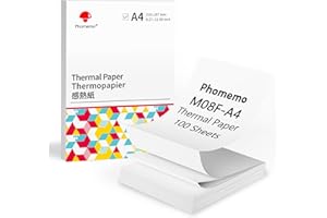 Phomemo M08F Carta Termica Pieghevole A4, Compatibile Con M08F Stampanti Portatili, Carta Per Stampante M08F, A4 210 x 297 mm, 100 Fogli