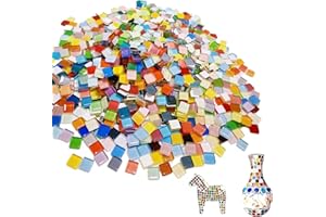 CHENGCKJ 1kg Glasmosaiksteine Quadratische Mosaiksteine zum Basteln 1x1cm Bunt Mosaik Steine ca. 1200 Stück Kristall Mosaikfliesen Mini Mosaik Fliesen für DIY Kunstprojekte, Mosaikdekorationen, Heimdekoration