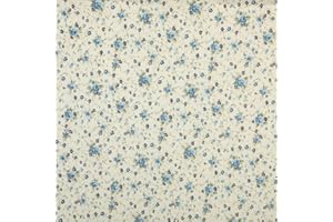 Kt KILOtela - Tela Loneta Estampada, Decoración, Tapizar, Cojines, Cortinas, Colchas, Bolsos, Manteles, Manualidades, 100 cm Largo x 280 cm Ancho, Flores, Azul - 1 Metro