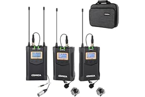 comica Wiederaufladbar Ansteckmikrofon Kabellos, CVM-WM100 Plus UHF Drahtloses Mikrofon mit 2 Sendern und 1 Empfänger, Lavalier Funkmikrofon Kit for DSLR Kamera XLR Camcorder von Interview Podcast