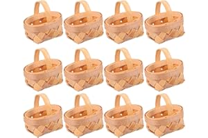 HEALLILY 12 mini cestini decorativi intrecciati a mano in legno rettangolare per stoccaggio e decorazione