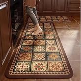 Proxin Rubber Anti Fatigue Kitchen Rug Sets 2 Piece Non Slip Kitchen Mats for Floor Cushioned Kitchen Rugs and Mats Waterproo