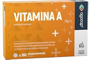 Vitamina A pura, 360 microcompresse ad alto dosaggio | 1200mcg per compressa di Vitamina A, 4000ui ad alta biodisponibilità | Agocap, Integratore Vitamin A, fatto in Italia