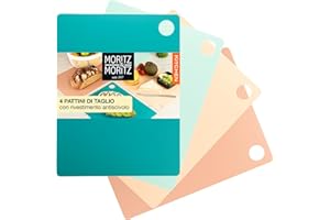Moritz & Moritz - Set Taglieri Cucina - 4 Tagliere Flessibile da cucina - 38 x 29 cm - Superficie Antiscivolo per Un Taglio Sicuro - Tagliere da Cucina Plastica - Tagliere plastica flessibile
