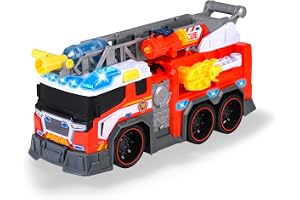Dickie Toys 203307000 - Brandbil - Frihjul, Utdragbar Stege, Rörliga Delar, Ljud och Ljus, 37,5 cm, Från 3 år