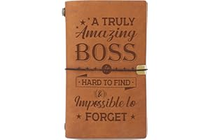 Gowelly Boss Gifts, Gifts for Boss Male, Female- Engraved Refillable Leather Journal- Boss Leaving Gift for Men, Boss Lady Gifts, Birthday Gifts for Boss