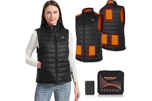 Amiable Gilet Riscaldato, Gilet Riscaldato Donna con Batteria Inclusa 10000mAh, 8 Zone di Riscaldamento, Giubbotto Riscaldato Donna con 3 Temperature, Giacca Riscaldata per Ciclismo, Campeggio