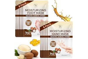 Hand- och fotmask set med sheasmör för torr hud 12 delar | Med jojobaolja och E-vitamin för en 30-minuters spa-upplevelse