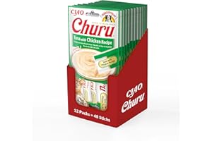 INABA Churu Snack per Gatti Cremoso con Tonno e Pollo - 12 Pack (48 Stick x 14gr) - Cibo per Gatti da Leccare, Sano e Delizioso - Snack Gatto Senza Conservanti o Coloranti Artificiali, Grain-Free