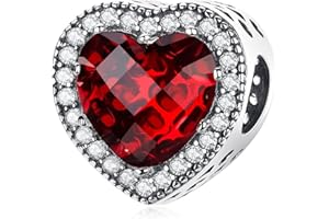 LNQOBU Charm Argento Vetro di Murano,Rosse Perline a Cuore,Blu,Gialli,Charms Bead Adatto Bracciale Europeo Per Donne