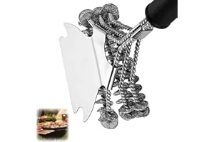 YNKKVRE Bristle Free Grill Brush with Sharp Scraper, Premium Barbecue Cleaner and Scraper Accessories, Suitable For All Grilling Tools, Easily Cleans Metal Grills and Porcelain Grates Without Damage