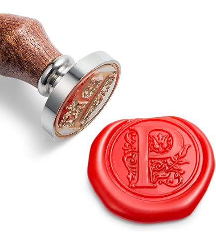 Decorazione Lettere Vintage Set Di 6 Timbri Per Cera Con Manico In Legno - Teste In Ottone Rimovibili, Ideali Per Biglietti E Inviti Fai Da Te Set Timbri Sigillo