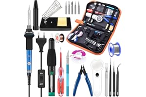 HANDSKIT Soldering Iron Set, 60 W Soldering Iron with Temperature Adjustable 200-450 °C, 15 in 1 Soldering Iron