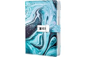 Nitukany Tagebuch mit Schloss für Damen, Mädchen, Jungen, Teenager, Kinder, Kunst, persönliches Tagebuch Leder, nachfüllbar, liniertes Papier, Passwort-Notizbücher A5