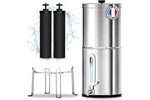 ORINKO Filtre à Eau par Gravité 8,5 L, Purificateur d'Eau avec Charbon Actif, Fontaine Filtrante pour Eau du Robinet, Eau de Pluie et Plus, Filtration Avancée