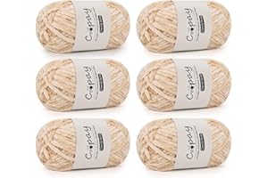 Coopay Lana de chenilla para ganchillo, 6 x 100 g, suave y aterciopelada, lana gruesa para tejer, lana de felpa cálida para ganchillo, para mantas, bufandas, gorros, camello