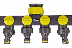 Bradas LE-03033K 3461 Distributeur d'eau 4 voies 4 voies 4 vannes Répartiteur 4 voies pour tuyau d'arrosage robinet d'arrêt