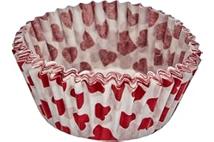 Fackelmann Zenker 43959 50 moldes de Papel para Magdalenas, Corazones, Papel, Color Blanco y Rojo