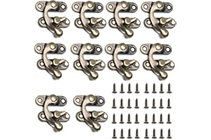 MroMax 10Pcs Antique Left Latch Hook Hasp Vintage Lock Clasp Swing Arm Latch with Screws Plated Bronze for Suitcase Case Jewelry Wooden Boxes and DIY Handicrafts 32 x 27mm/1.26 x 1.06 inch