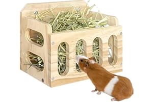 AIMEKE Mangiatoia per Fieno per Conigli - Supporto per l'alimentazione di Piccoli Animali - Mangiatoia per Fieno in Legno per Conigli Porta Fieno per porcellini d'India Porta Fieno in Legno