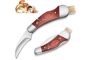 Purple Dragon Pilzmesser mit Bürste Tragbares Schwammerlmesser mit Pilzbürste Outdoor Taschenmesser Klappmesser Gute Wahl für Pilzsammler