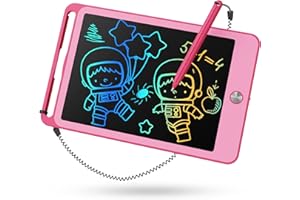 TEKFUN Tableau d'écriture LCD Enfants Jouets Educatif, Tablette Dessin Enfants de 8,5 Pouces Ardoise Magiqu Coloré, Cadeaux d'anniversaire Noël pour Les Filles Et Garçons de 3 4 5 6 7 Ans (Rose)