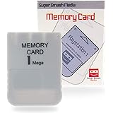 SuperSmashMedia® - PS1 Memory Card 1MB (For PlayStation 1, PSX, Psone) [Grey]