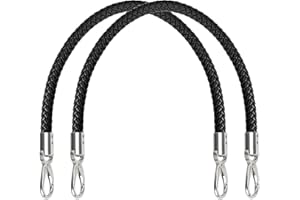 QH-Shop Asas de bolsillo de piel sintética, 2 unidades de 40 cm, asas de piel con pequeño llavero para bolsos, correas de repuesto, accesorios de bolsillo