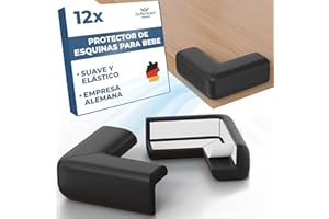 Hoffenbach 12 x Protector de Esquinas para Bebé – Protectores de Seguridad en Espuma para Bordes de Muebles y Mesa – Protección Infantil Autoadhesiva para Bebés y Niños en el Hogar - Negro