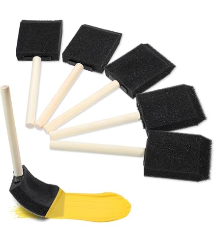 Set 10 Pennelli In Spugna Per Pittura - Manico In Legno, Testa Smussata Da 2,5 Cm, Lavabili E Riutilizzabili, Per Arte E Artigianato