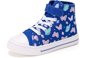 FUNCOO PLUS Unisex Trainers Easy Fasten Boys Girls Casual Sneakers Kids High Top Canvas Sports Shoes