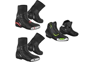 SUPER BIKERS Mens Motorbike Motorcycle Boots Short Ankle Leather Waterproof Armoured Anti Skid