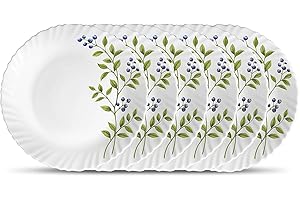 La Opala, Novo Collection, Opal Glass Quarter Plate Set 6 pcs, Lush Greens, White