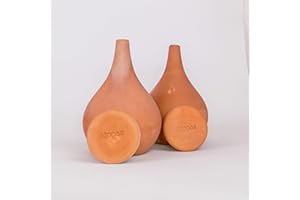 Alppos 2 Oyas à Planter de 0,8 Litre en Terre Cuite avec Couvercle - ollas pour Plante intérieure et extérieure - Goutte à Goutte par capilarité
