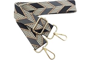 KERIOCUSI Correa de Hombro Ajustable para Mujer Negro-Gris, Correa de Reemplazo Bolso Colorida con Hebilla de Oro, Ancha para Piel, Monedero, Cruzados Accesorios, 201