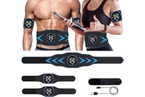 YONARS Abdominales Electroestimulacion, Electroestimulador Muscular Abdominales, Cinturón Estimulación Muscular Abdominal, 6 Modos 15 Niveles, Mujer Hombre Entrenamiento Abdominal para Abdomen/Piernas