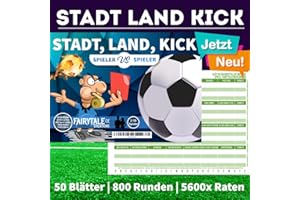 GENERIC Stadt Land Kick | Großer A4 Block | Das Stadt Land Fussball Spiel | Familienspiel | Kinderspiel | Geburtstagsgeschenk besonders beliebt bei Männern, Jungs und Vätern | Fußball Game | Geschenkidee
