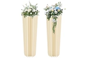 DHQCQL Set med 2 dekorativa pelare för bröllop med akryllock, 1 m, vikbar kartong, cylindriskt blomstativ för bröllop, förlov