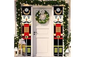 JWDMHSJ Nutcracker Christmas Banner, Christmas Soldier Banner, Outdoor Christmas Decoration for Front Door, Porch, Garden, Indoor and Outdoor
