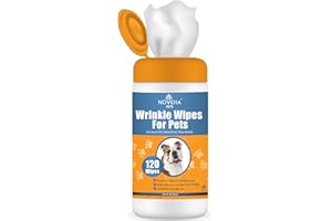 NOVEHA Wrinkle XL Wipes for Dogs | Wrinkle Wipes for Bulldog, French Bulldog, Pug, English Bulldog – Wipes for Multiple Areas Removes Dirt, Wrinkles, Folds, Tear Stain, Tail Pockets & Paws (120 Wipes)
