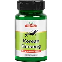 JAMIESON Korean Ginseng Capsules For Boost Energy, Stamina & Immunity, 500 mg, 60 Capsules Pack