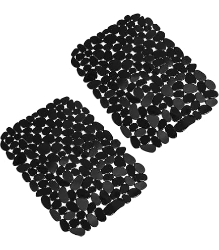 Lot De 2 Tapis D'Évier Cuisine 40x30 Cm - Antidérapant, Drainage Rapide - Noir, Personnalisable