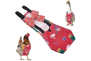 CREATCABIN Adjustable Chicken Diapers Washable Duck Diapers Red Polyester Waterproof Pet Ducking Nappy Poultry Clothes Supplies with Bow Tie for Indoor Chickens Goose Hens Accessories 9.45 x 4.33 Inch