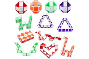 Yeefunjoy 12pcs 24 Block Magic Snake Cubes, Party Bag Fillers for Kids, Mini Snake Puzzles Magic Ruler, 3D Twist Puzzle Toys Kids Intelligence, Party Supplies for Kids and Adults