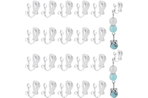 PH PANDAHALL PandaHall - Lot de 50pcs Boucles d'oreille en Laiton, pour Oreilles Non Percees, Argent, 6x13x7mm, Trou: 1mm