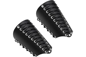 JJDreams Leather Gauntlet Braces for Men Wide Cuff Armor Medieval Wristband Adjustable Retro Gothic Costume Cosplay